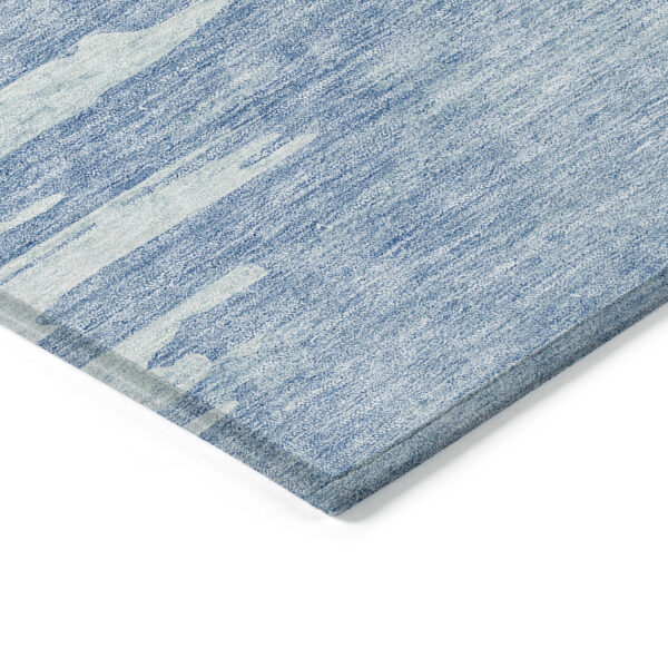 3' X 5' Sky Blue And Denim Blue Abstract Washable Indoor Outdoor Area Rug
