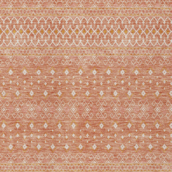 9' X 12' Salmon Gold And Ivory Tribal Washable Indoor Outdoor Area Rug