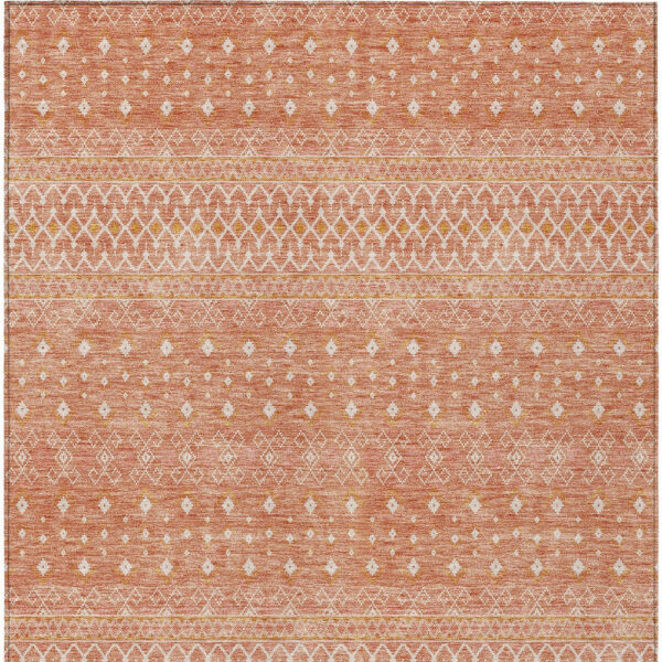 9' X 12' Salmon Gold And Ivory Tribal Washable Indoor Outdoor Area Rug