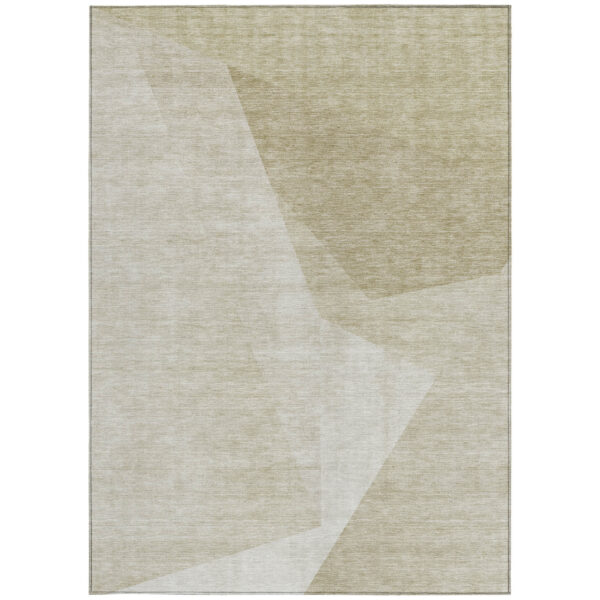 3' X 5' Beige Khaki And Taupe Abstract Washable Indoor Outdoor Area Rug