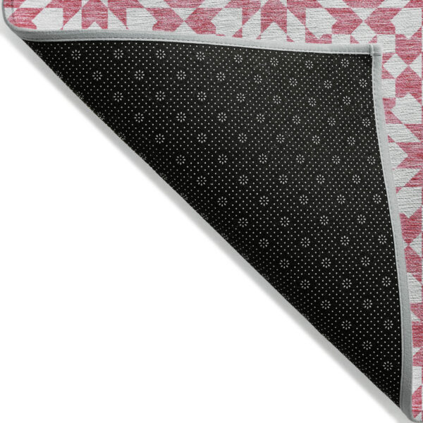 3' X 5' Pink Ivory And Orange Floral Medallion Washable Indoor Outdoor Area Rug
