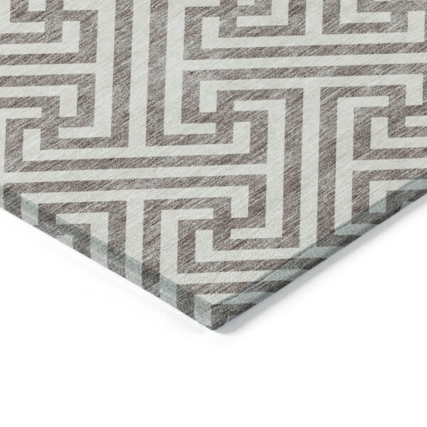 3' X 5' Taupe And Ivory Geometric Washable Indoor Outdoor Area Rug