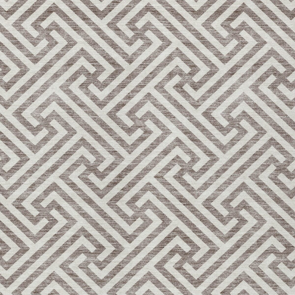 3' X 5' Taupe And Ivory Geometric Washable Indoor Outdoor Area Rug