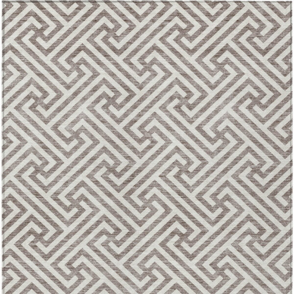 3' X 5' Taupe And Ivory Geometric Washable Indoor Outdoor Area Rug
