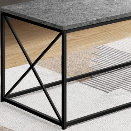 41" Gray And Black Wood And Metal Coffee Table