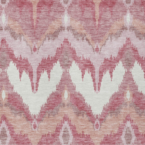 8' X 10' Blush Mauve And Ivory Ikat Washable Indoor Outdoor Area Rug