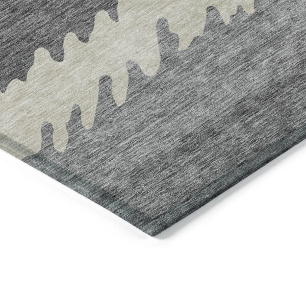 9' X 12' Gray Silver And Charcoal Striped Washable Indoor Outdoor Area Rug