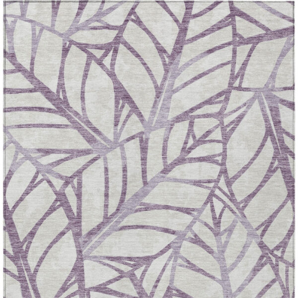 5' X 8' Purple Lavender And Beige Floral Washable Indoor Outdoor Area Rug