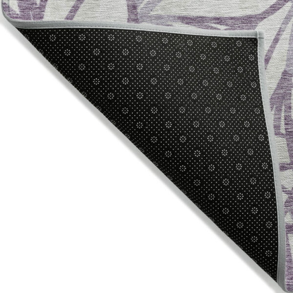 5' X 8' Purple Lavender And Beige Floral Washable Indoor Outdoor Area Rug