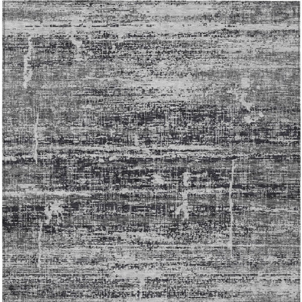 8' X 10' Black Gray And Charcoal Abstract Washable Indoor Outdoor Area Rug