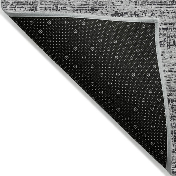 8' X 10' Black Gray And Charcoal Abstract Washable Indoor Outdoor Area Rug