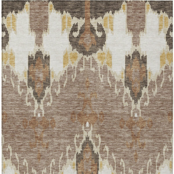 5' X 8' Brown Taupe And Beige Ikat Washable Indoor Outdoor Area Rug