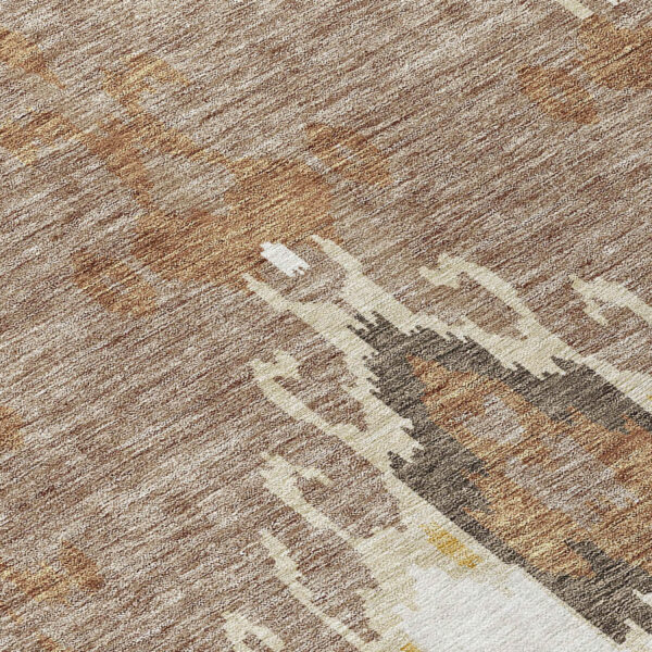 5' X 8' Brown Taupe And Beige Ikat Washable Indoor Outdoor Area Rug