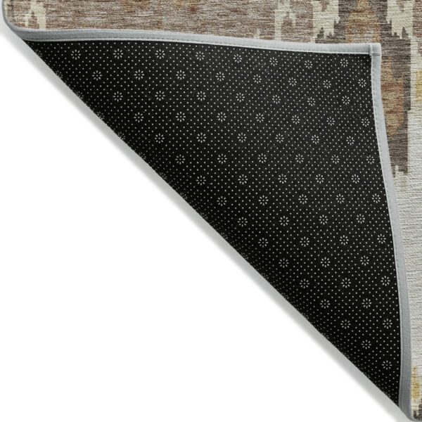 5' X 8' Brown Taupe And Beige Ikat Washable Indoor Outdoor Area Rug