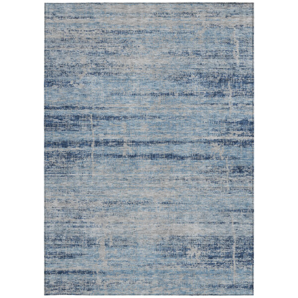 3' X 5' Sky Blue And Navy Blue Abstract Washable Indoor Outdoor Area Rug