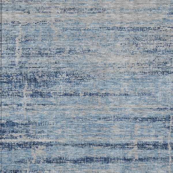 3' X 5' Sky Blue And Navy Blue Abstract Washable Indoor Outdoor Area Rug