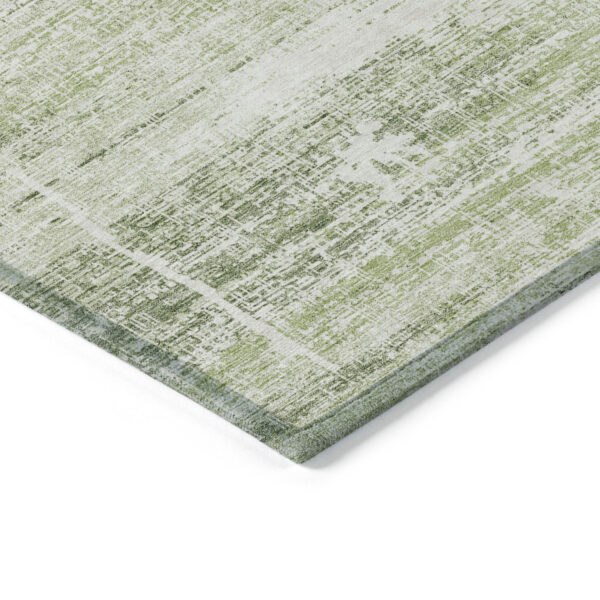10' X 14' Artichoke Green Green And Ivory Abstract Washable Indoor Outdoor Area Rug