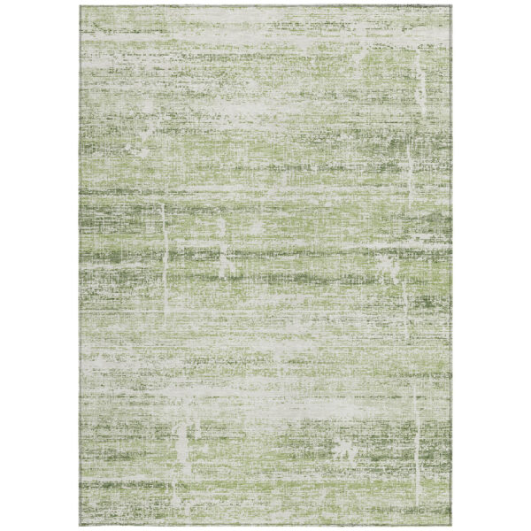 10' X 14' Artichoke Green Green And Ivory Abstract Washable Indoor Outdoor Area Rug