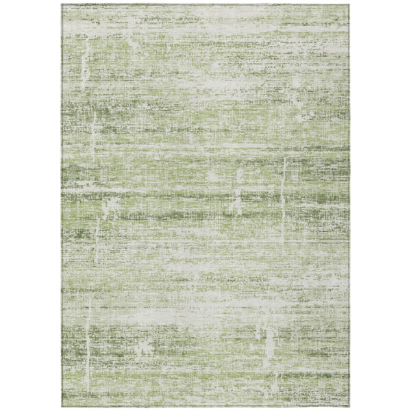 10' X 14' Artichoke Green Green And Ivory Abstract Washable Indoor Outdoor Area Rug
