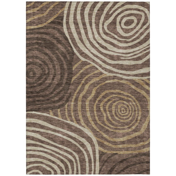 10' X 14' Brown And Taupe Abstract Washable Indoor Outdoor Area Rug