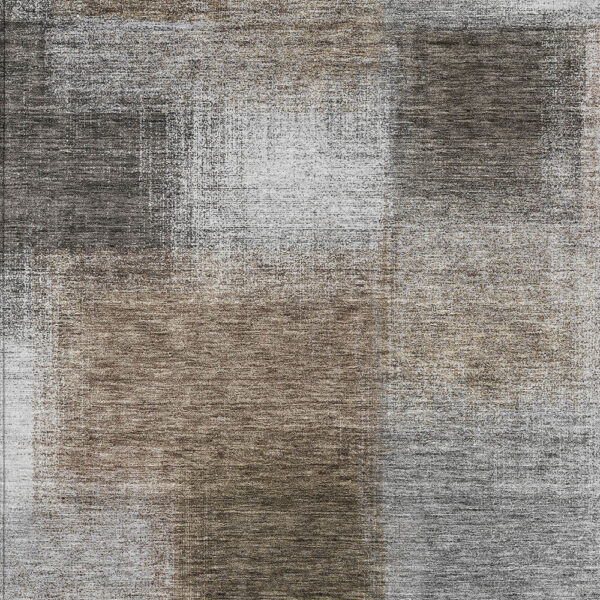 5' X 8' Silver Gray And Beige Abstract Washable Indoor Outdoor Area Rug