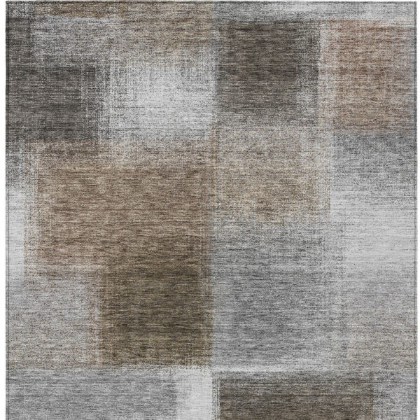 5' X 8' Silver Gray And Beige Abstract Washable Indoor Outdoor Area Rug