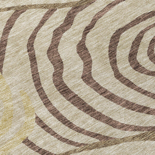 8' X 10' Brown Taupe And Beige Abstract Washable Indoor Outdoor Area Rug