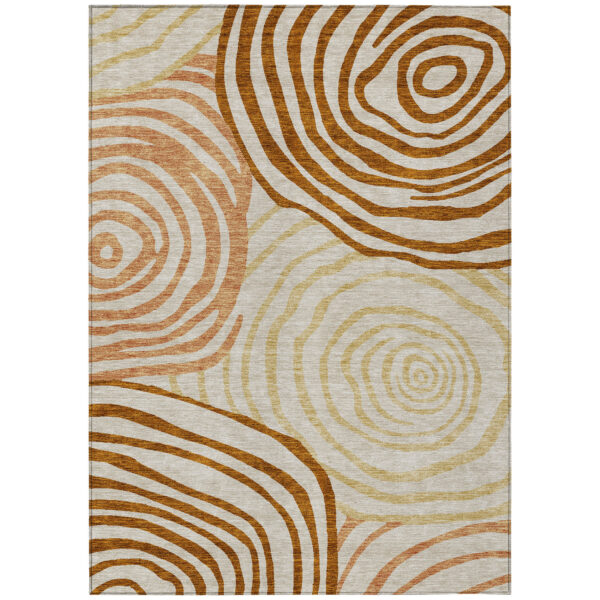 8' X 10' Terra Cotta Copper And Gold Abstract Washable Indoor Outdoor Area Rug
