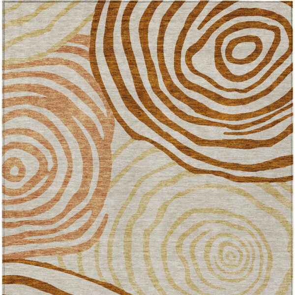 8' X 10' Terra Cotta Copper And Gold Abstract Washable Indoor Outdoor Area Rug
