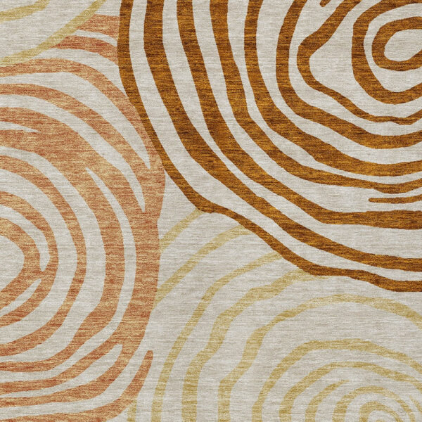 8' X 10' Terra Cotta Copper And Gold Abstract Washable Indoor Outdoor Area Rug