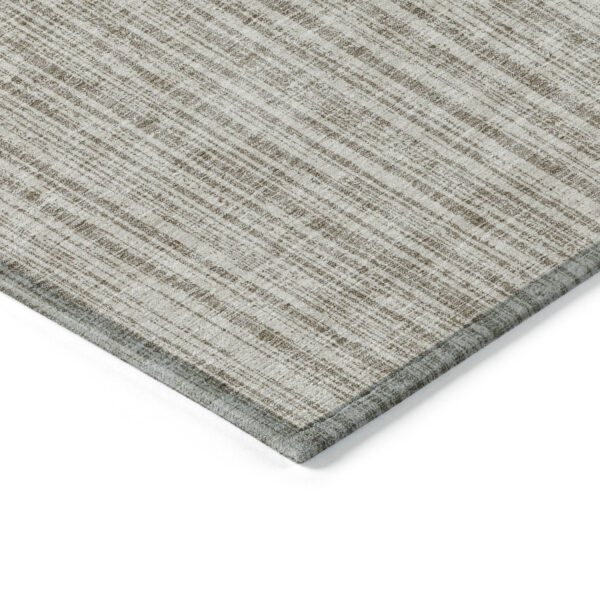 10' X 14' Taupe And Beige Striped Washable Indoor Outdoor Area Rug