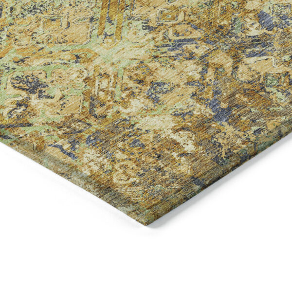 8' X 10' Gold Beige And Gray Geometric Washable Indoor Outdoor Area Rug