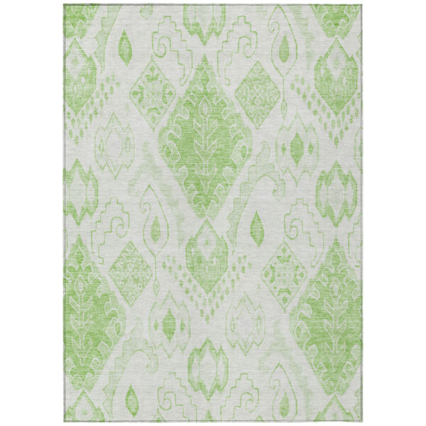 9' X 12' Artichoke Green Mint Green And Ivory Moroccan Washable Indoor Outdoor Area Rug