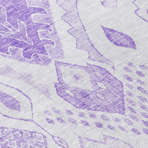 8' Purple Lavender And Ivory Round Moroccan Washable Indoor Outdoor Area Rug