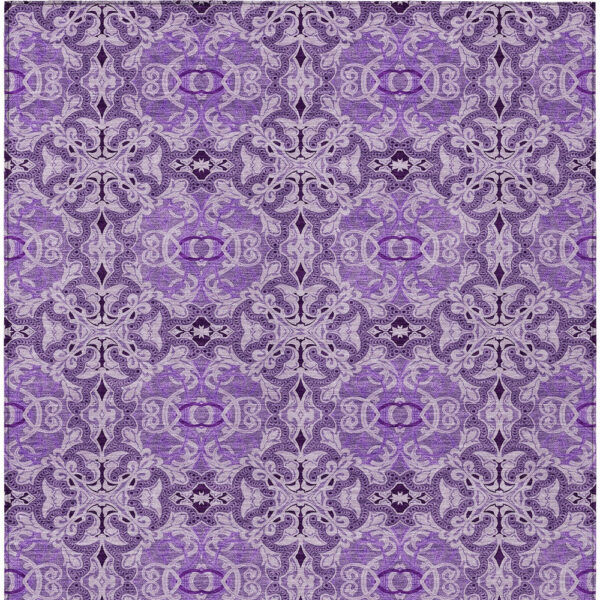 5' X 8' Purple And Lavender Medallion Washable Indoor Outdoor Area Rug