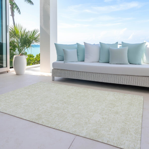 10' X 14' Ivory And Beige Floral Washable Indoor Outdoor Area Rug