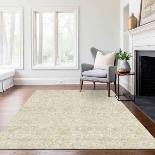 10' X 14' Ivory And Beige Floral Washable Indoor Outdoor Area Rug