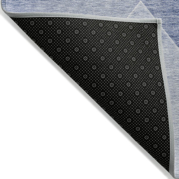 9' X 12' Navy Blue And Denim Blue Abstract Washable Indoor Outdoor Area Rug