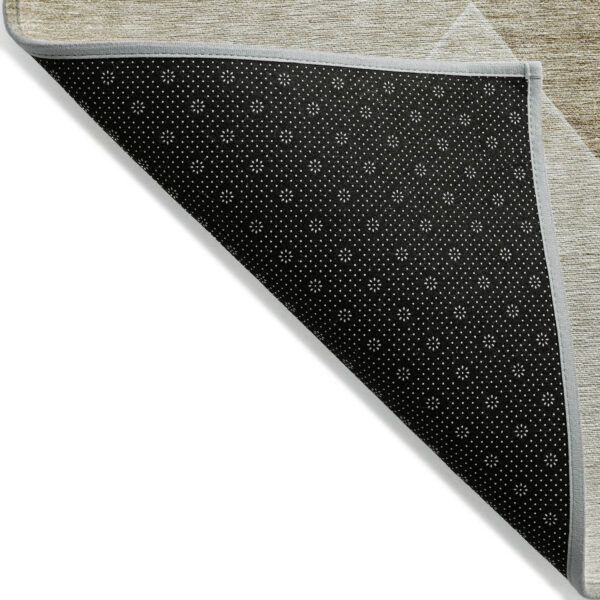 3' X 5' Beige Tan And Ivory Abstract Washable Indoor Outdoor Area Rug
