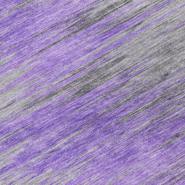 8' Purple Gray And Charcoal Round Abstract Washable Indoor Outdoor Area Rug