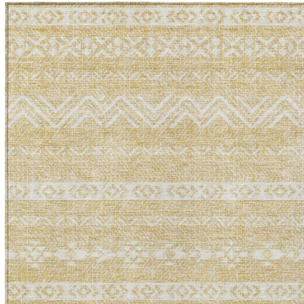 9' X 12' Gold And Beige Southwestern Washable Indoor Outdoor Area Rug