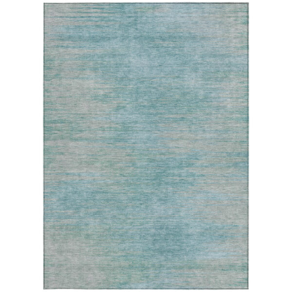 10' X 14' Aqua Teal Blue And Gray Abstract Washable Indoor Outdoor Area Rug
