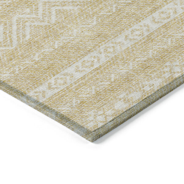 9' X 12' Gold And Beige Southwestern Washable Indoor Outdoor Area Rug