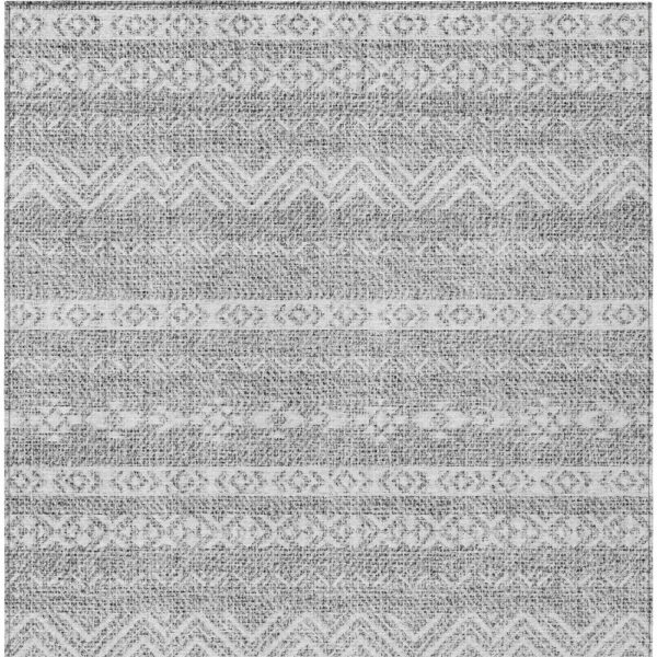 9' X 12' Gray And Silver Southwestern Washable Indoor Outdoor Area Rug