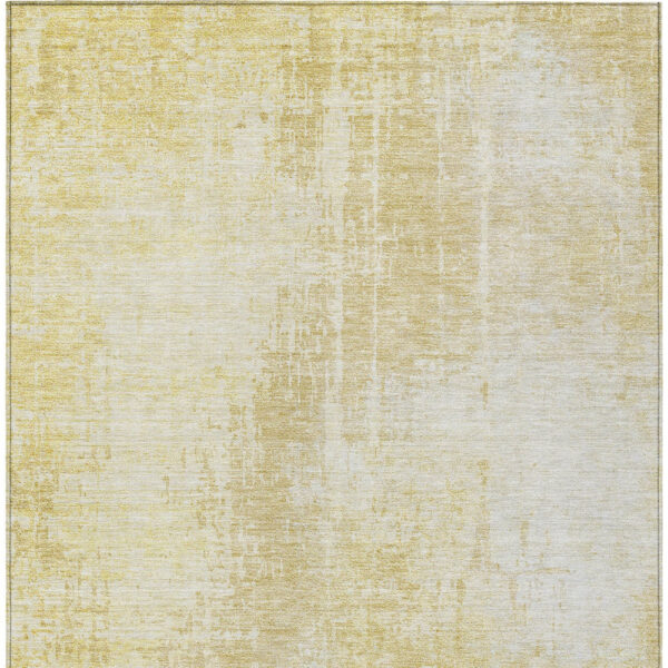 9' X 12' Gold Ivory And Beige Abstract Washable Indoor Outdoor Area Rug