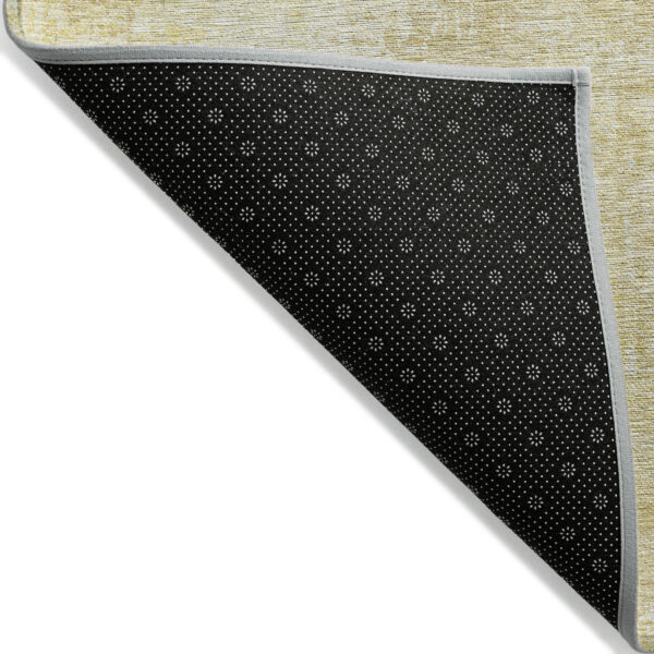 9' X 12' Gold Ivory And Beige Abstract Washable Indoor Outdoor Area Rug