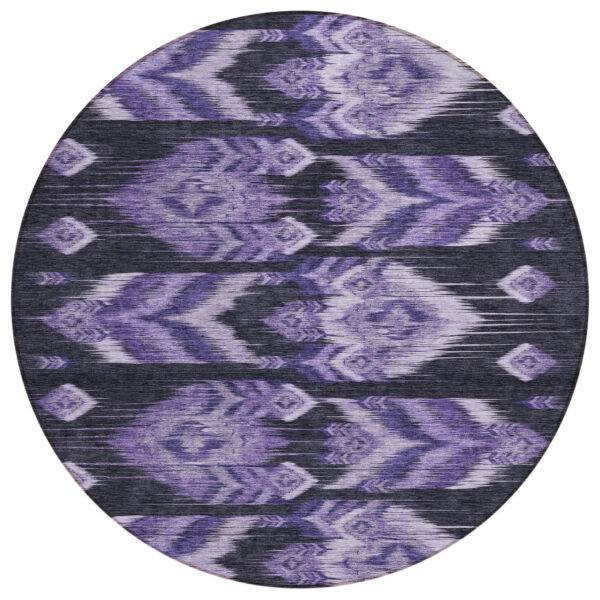 8' Purple Lavender And Plum Round Southwestern Washable Indoor Outdoor Area Rug