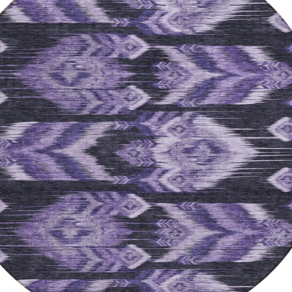 8' Purple Lavender And Plum Round Southwestern Washable Indoor Outdoor Area Rug
