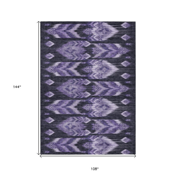 9' X 12' Purple Lavender And Plum Southwestern Washable Indoor Outdoor Area Rug