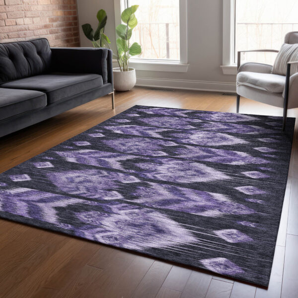 9' X 12' Purple Lavender And Plum Southwestern Washable Indoor Outdoor Area Rug